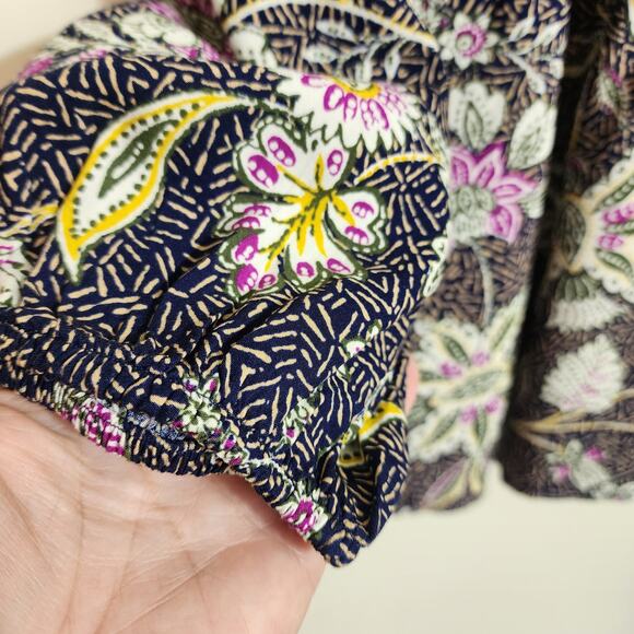 Old Navy NWT floral print vneck tassel tie front peasant blouse woman's size L - Picture 8 of 12